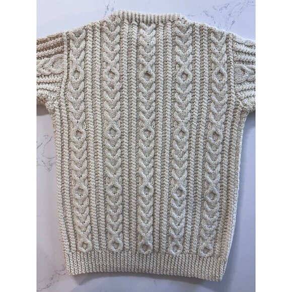 Vintage 100% Wool Sweater Kennedy of Ardara Ireland Cable Hand Knit Cream Ivory - Picture 4 of 6